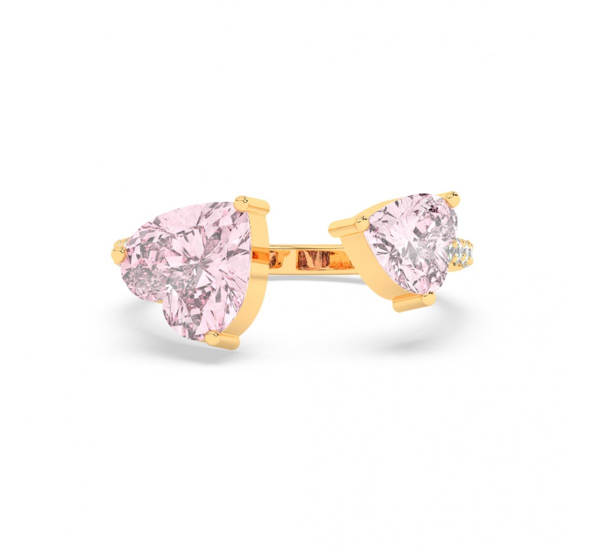 Gold Pink Stone Heart Ring