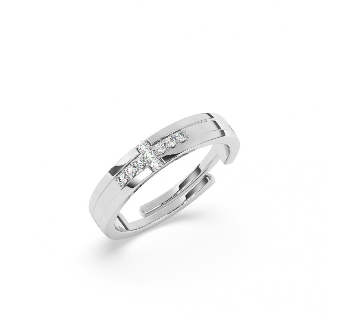 Silver Zircon Stud Band