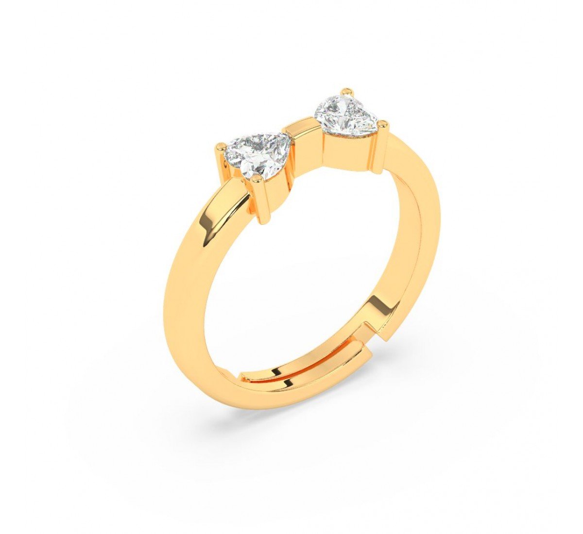 Gold Dual Heart Stone Ring