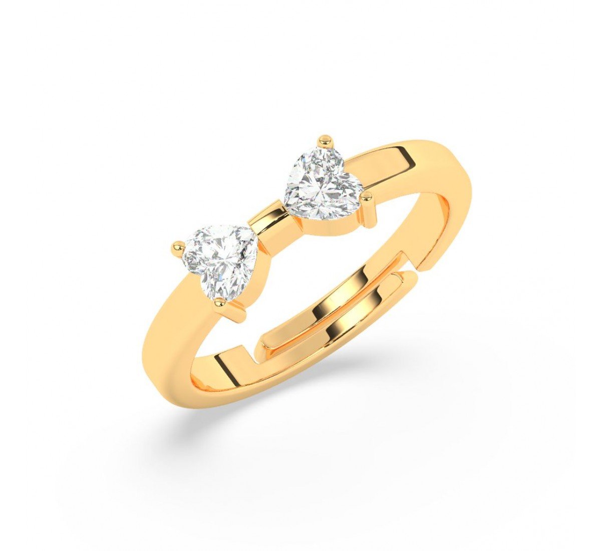 Gold Dual Heart Stone Ring