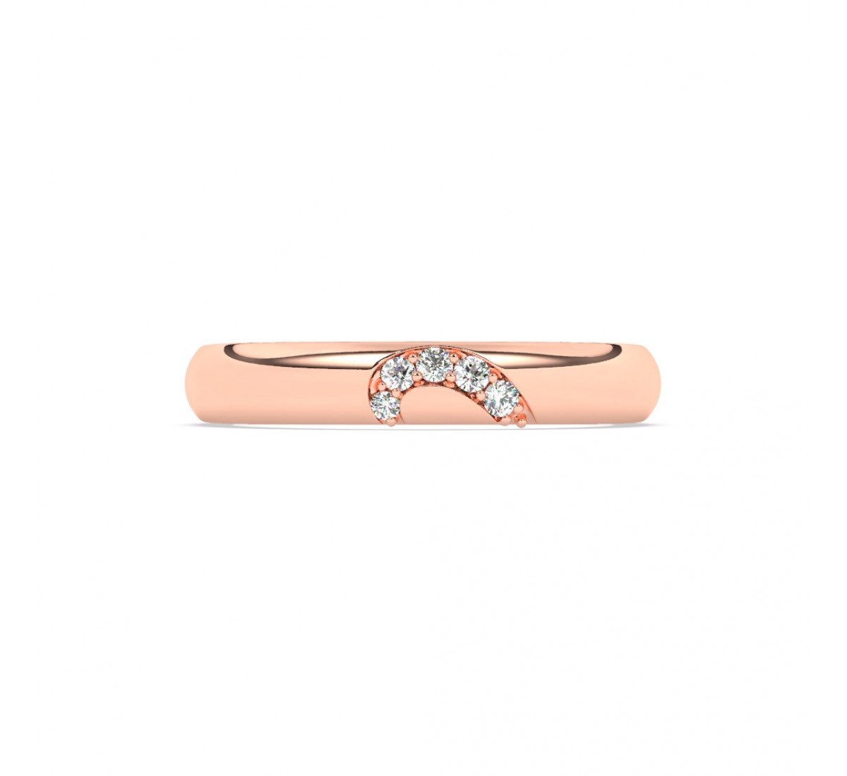 Rose Gold Half Heart Zircon Studded Band