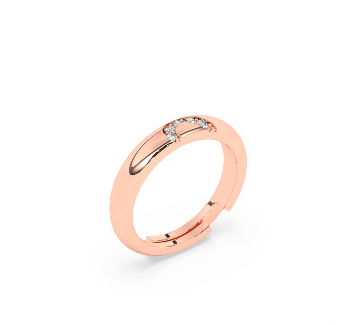 Rose Gold Half Heart Zircon Studded Band