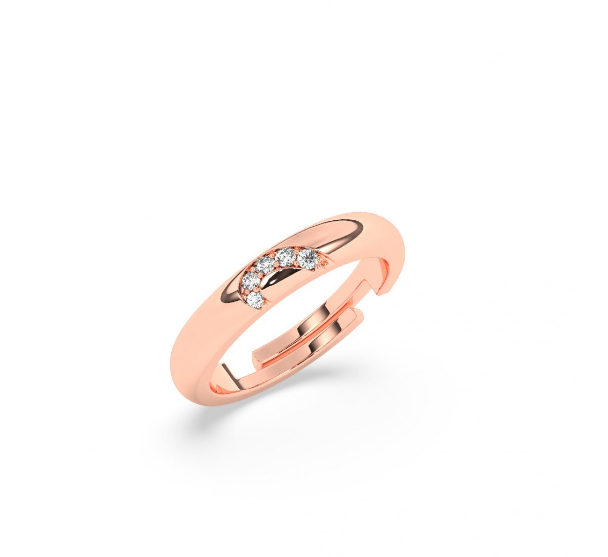 Rose Gold Half Heart Zircon Studded Band