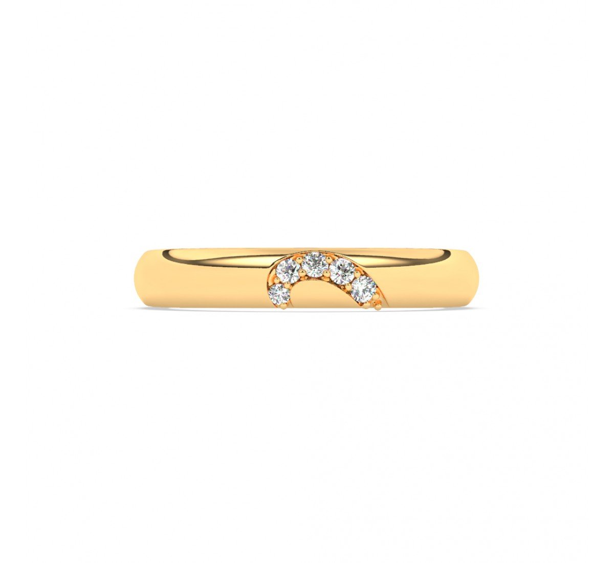 Gold Half Heart Zircon Studded Band