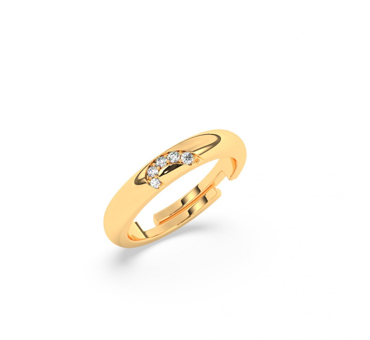 Gold Half Heart Zircon Studded Band