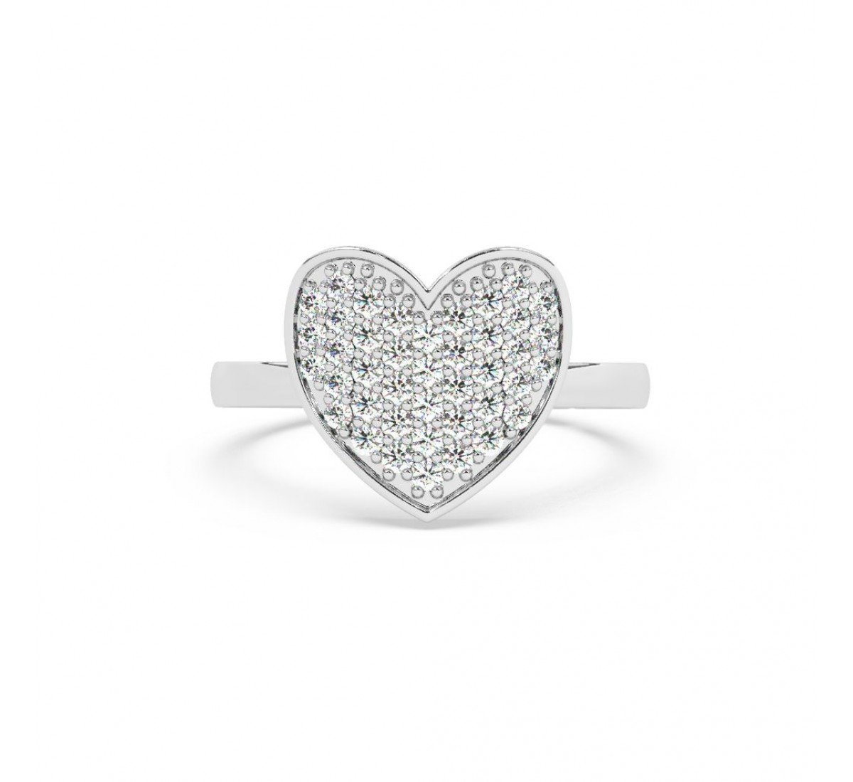 Sliver Zircon Studded Heart Ring