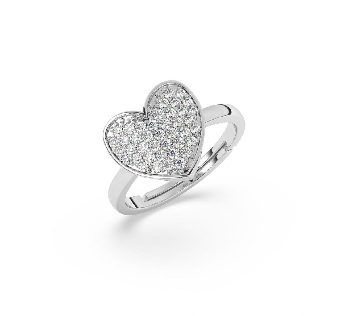 Sliver Zircon Studded Heart Ring