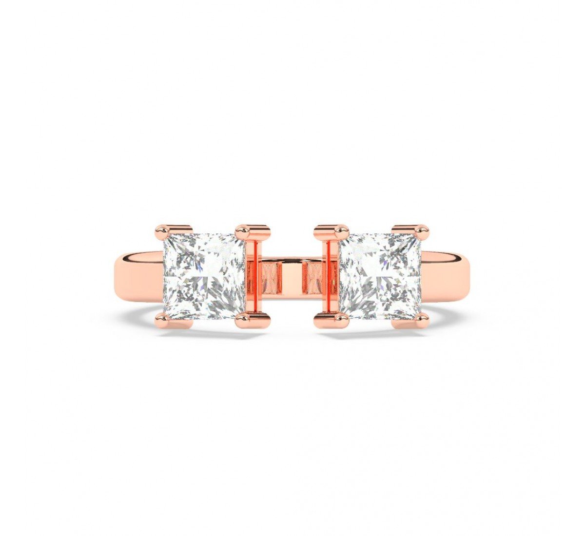 Rose Gold Dual Princess Stone Ring