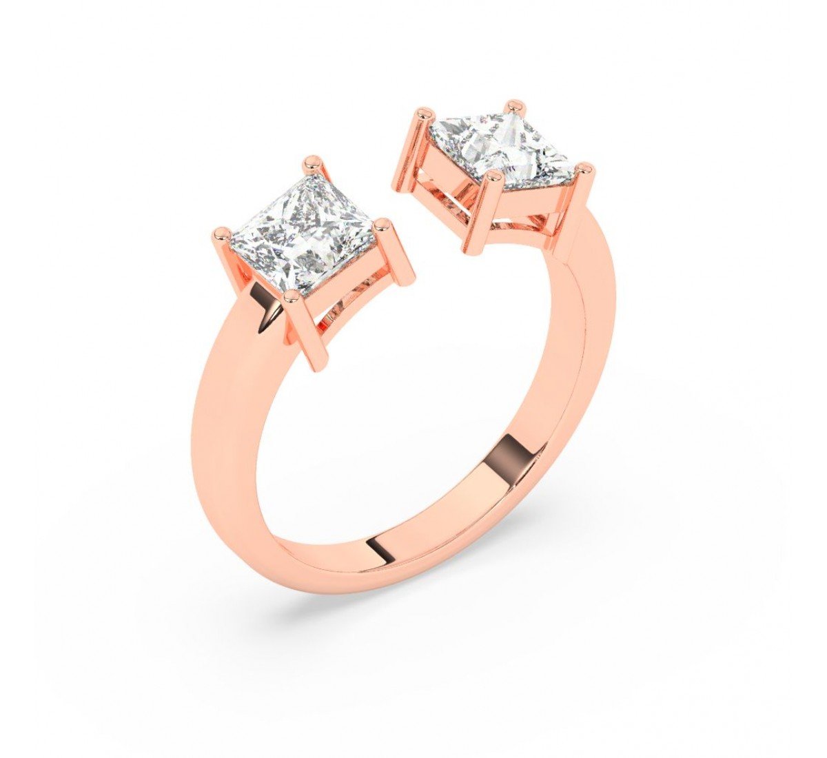 Rose Gold Dual Princess Stone Ring