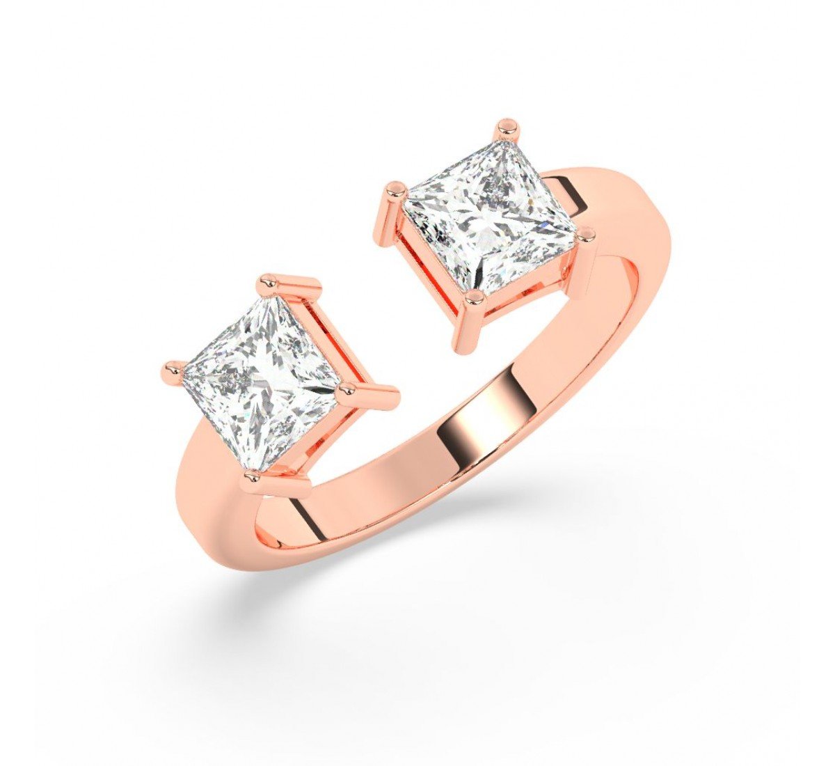 Rose Gold Dual Princess Stone Ring