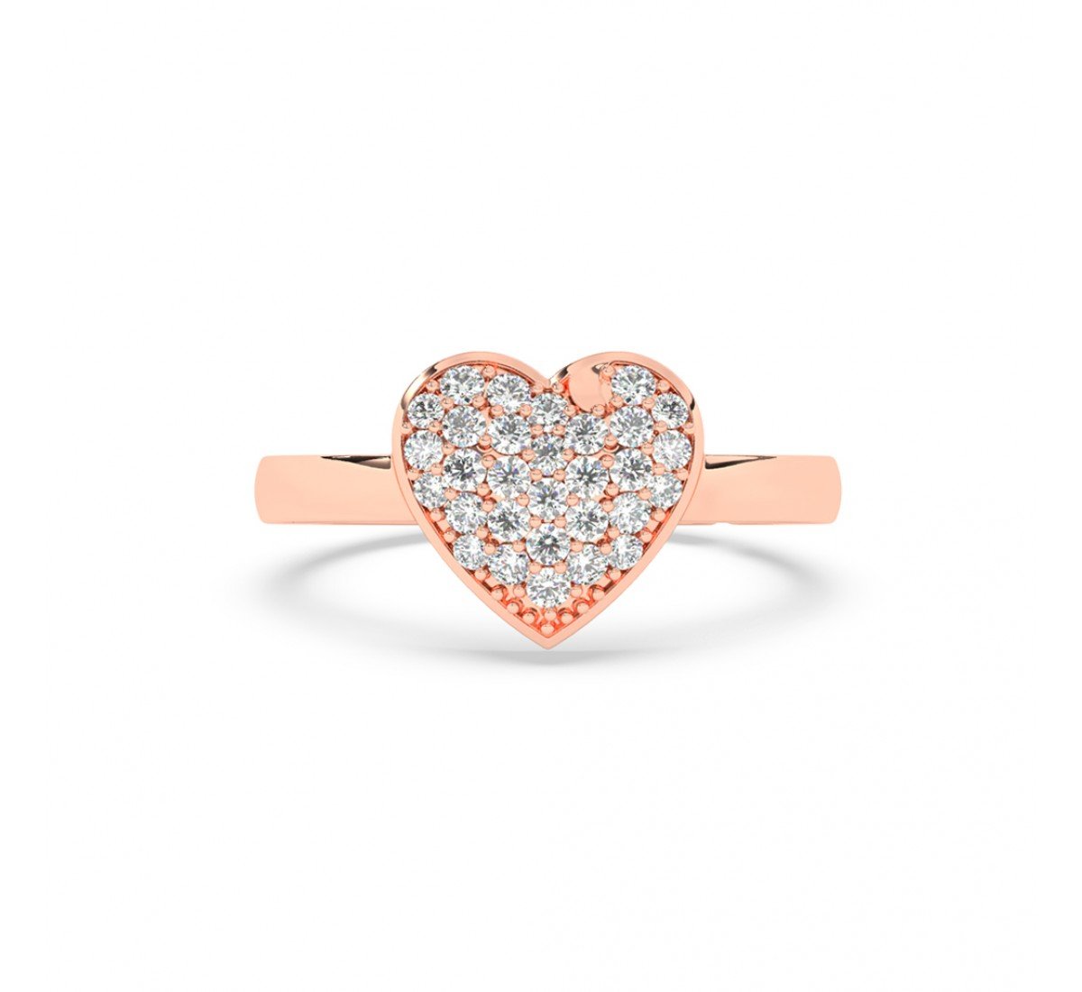 Rose Gold Zircon Stud Heart Ring