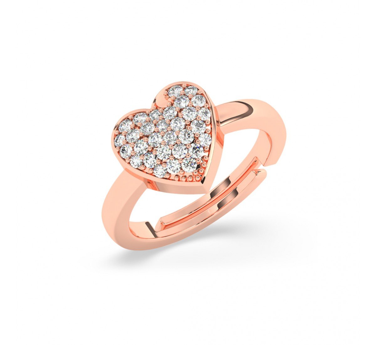 Rose Gold Zircon Stud Heart Ring