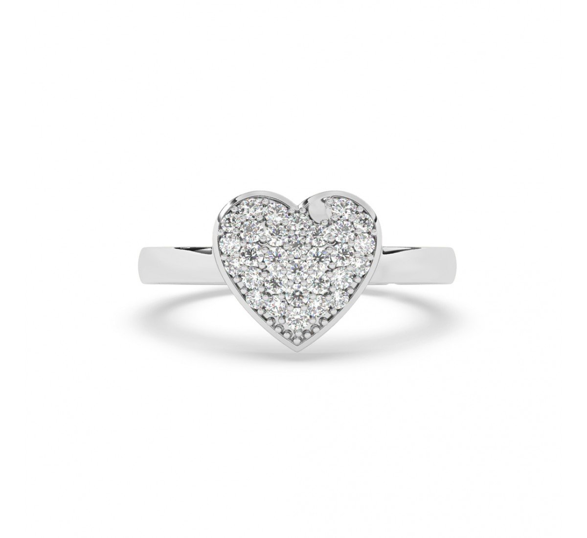 Gold Zircon Stud Heart Ring