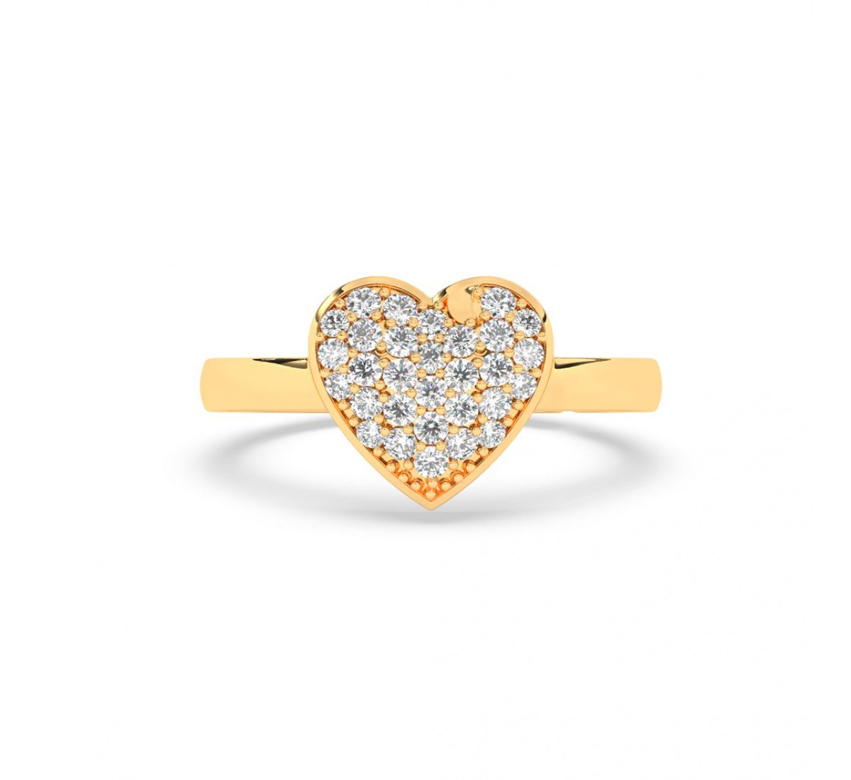 Gold Zircon Stud Heart Ring