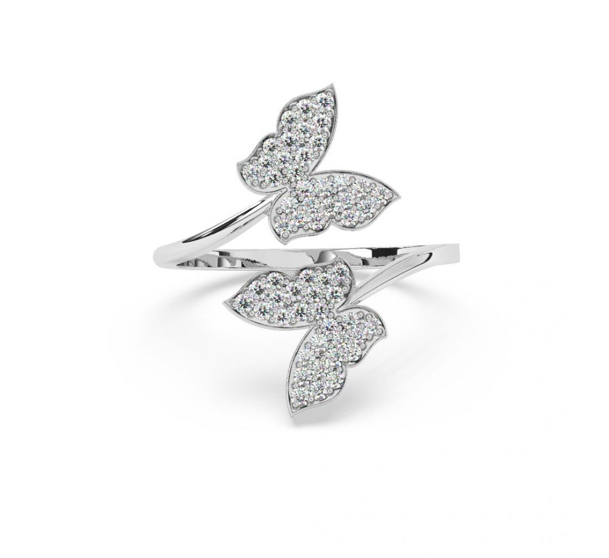 Silver Dual Butterfly Ring