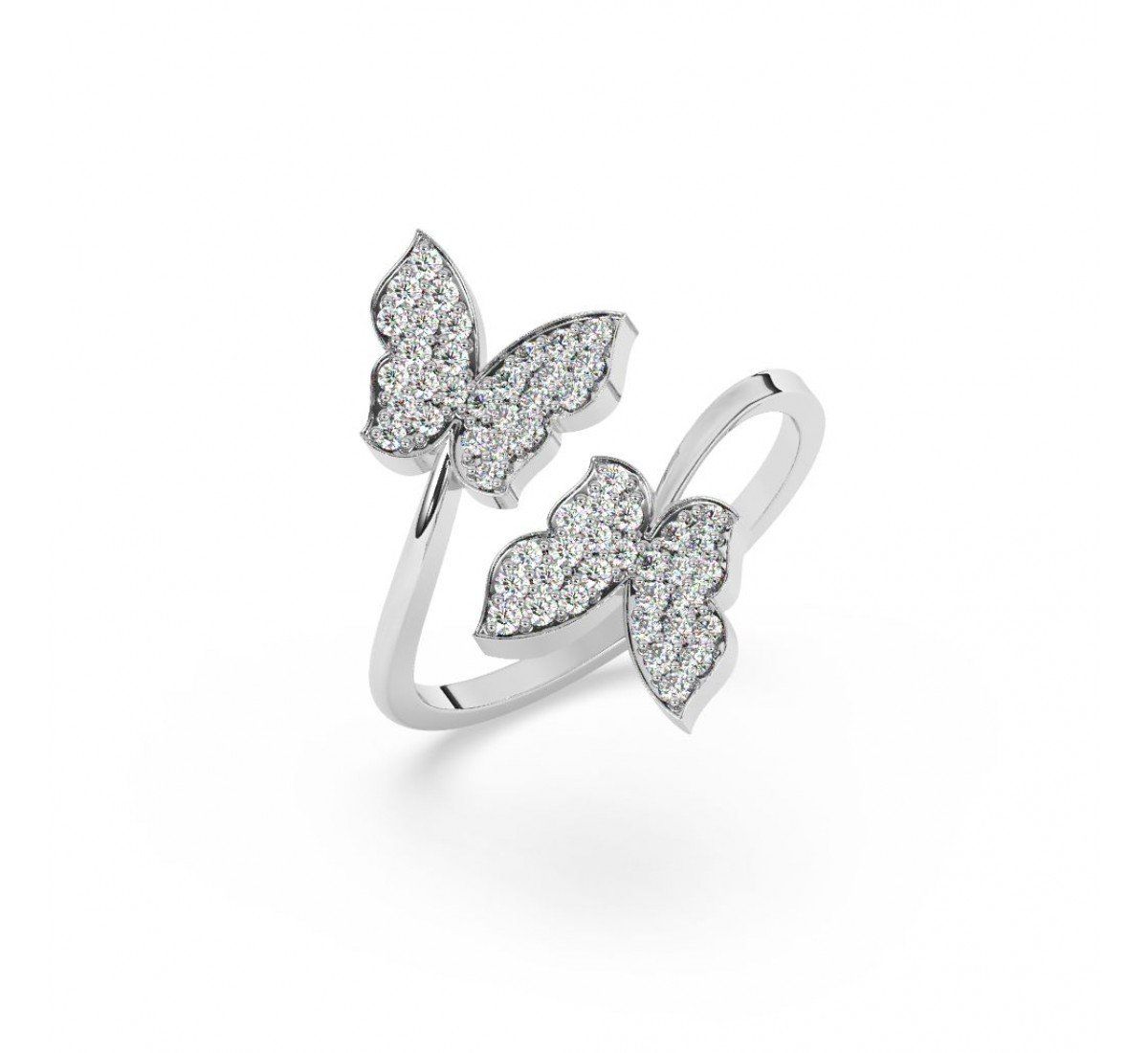 Silver Dual Butterfly Ring