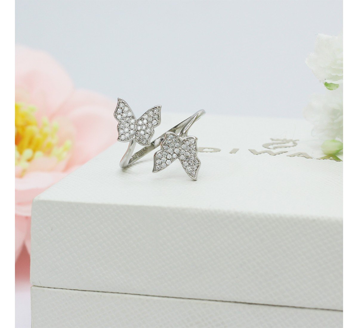 Silver Dual Butterfly Ring