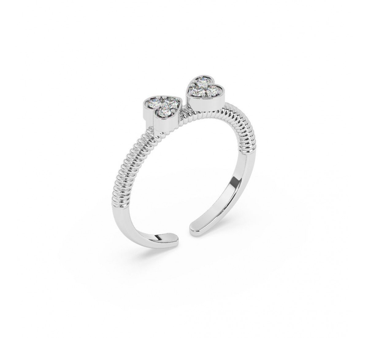 Silver Adjustable Heart Ring