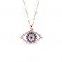 Rose Gold Evil Eye Pendant With Link Chain