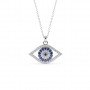 Silver Evil Eye Pendant With Link Chain