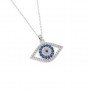 Silver Evil Eye Pendant With Link Chain