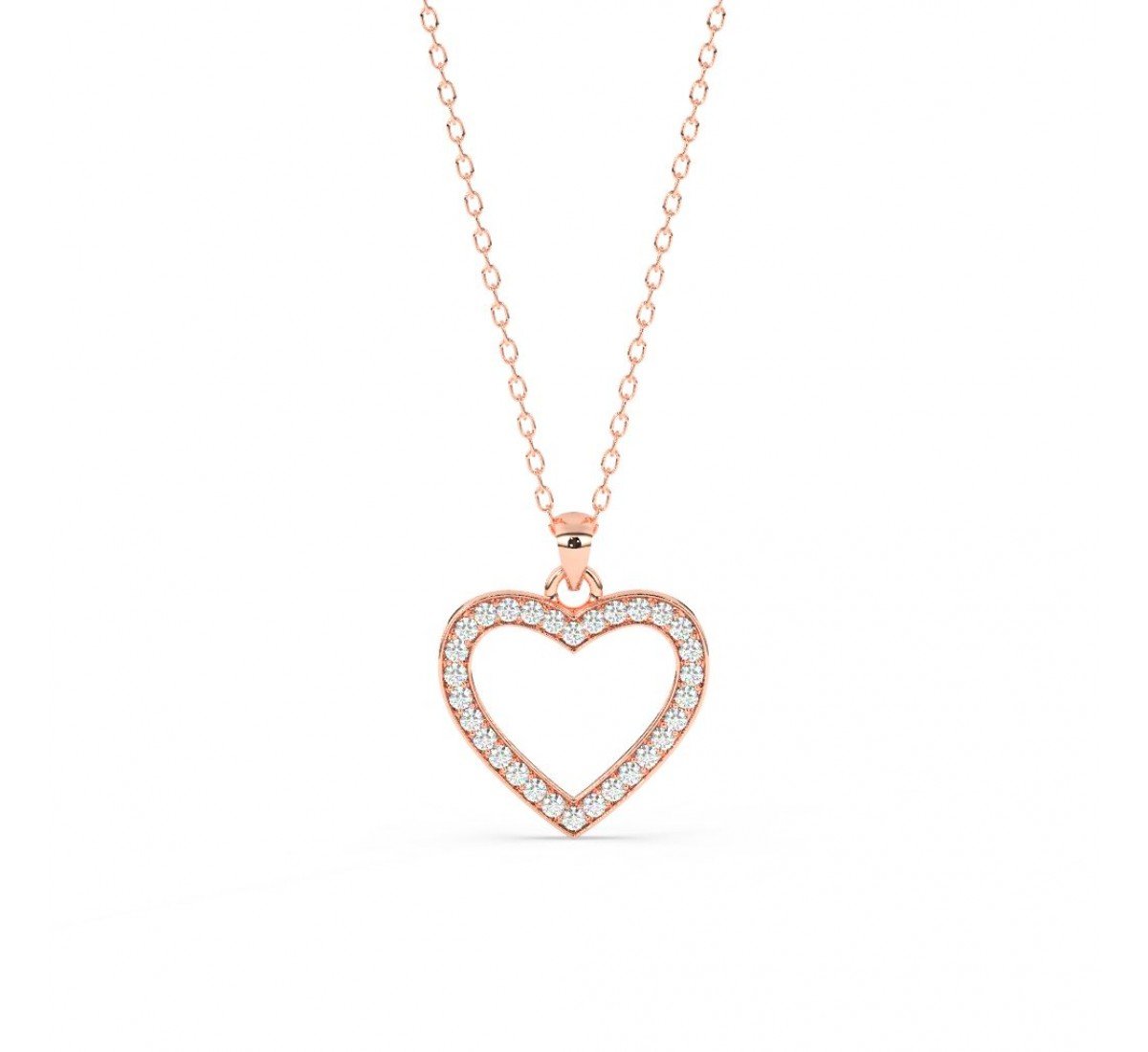 Rose Gold Dazzling Zircon Heart Pendant With Link Chain