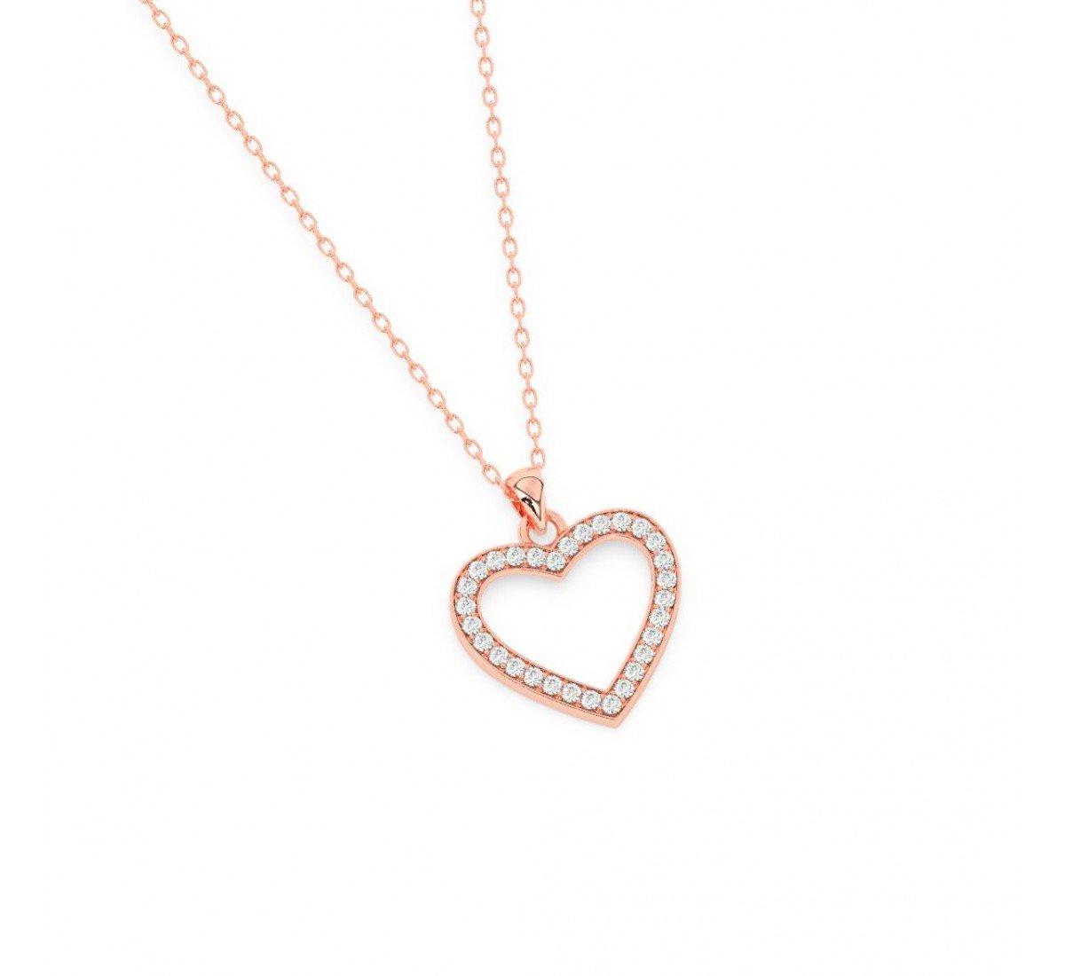 Rose Gold Dazzling Zircon Heart Pendant With Link Chain