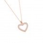 Rose Gold Dazzling Zircon Heart Pendant With Link Chain