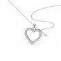 Silver Dazzling Zircon Heart Pendant With Link Chain