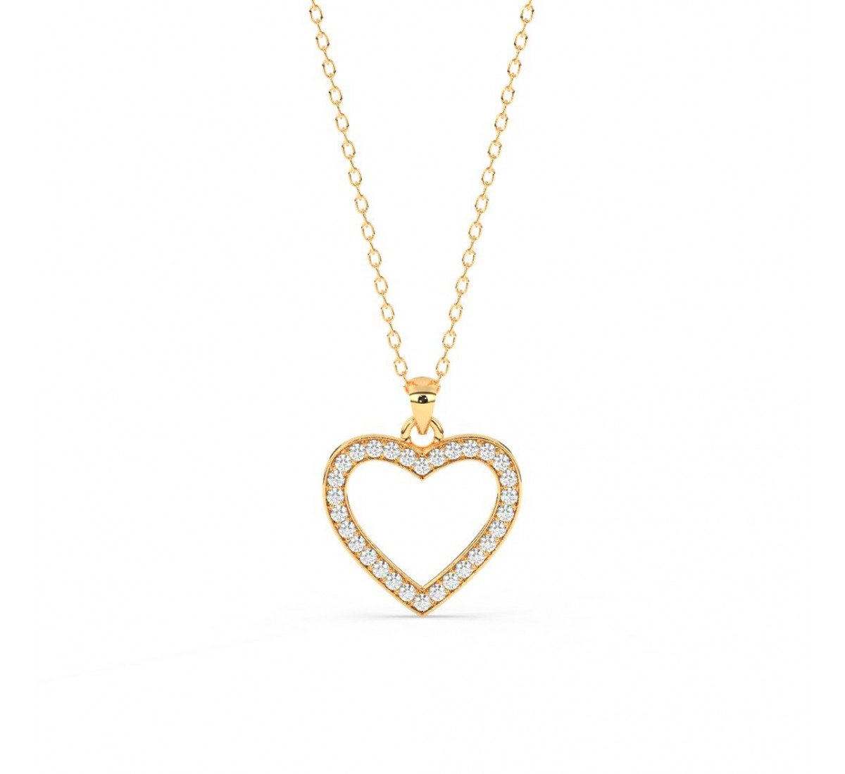 Gold Dazzling Zircon Heart Pendant With Link Chain