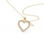 Gold Dazzling Zircon Heart Pendant With Link Chain