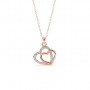 Rose Gold Dual Heart Pendant With Link Chain