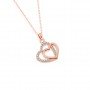 Rose Gold Dual Heart Pendant With Link Chain