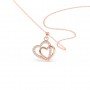 Rose Gold Dual Heart Pendant With Link Chain