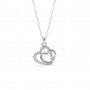 Silver Dual Heart Pendant With Link Chain