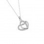 Silver Dual Heart Pendant With Link Chain