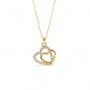 Gold Dual Heart Pendant With Link Chain