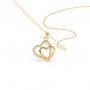 Gold Dual Heart Pendant With Link Chain