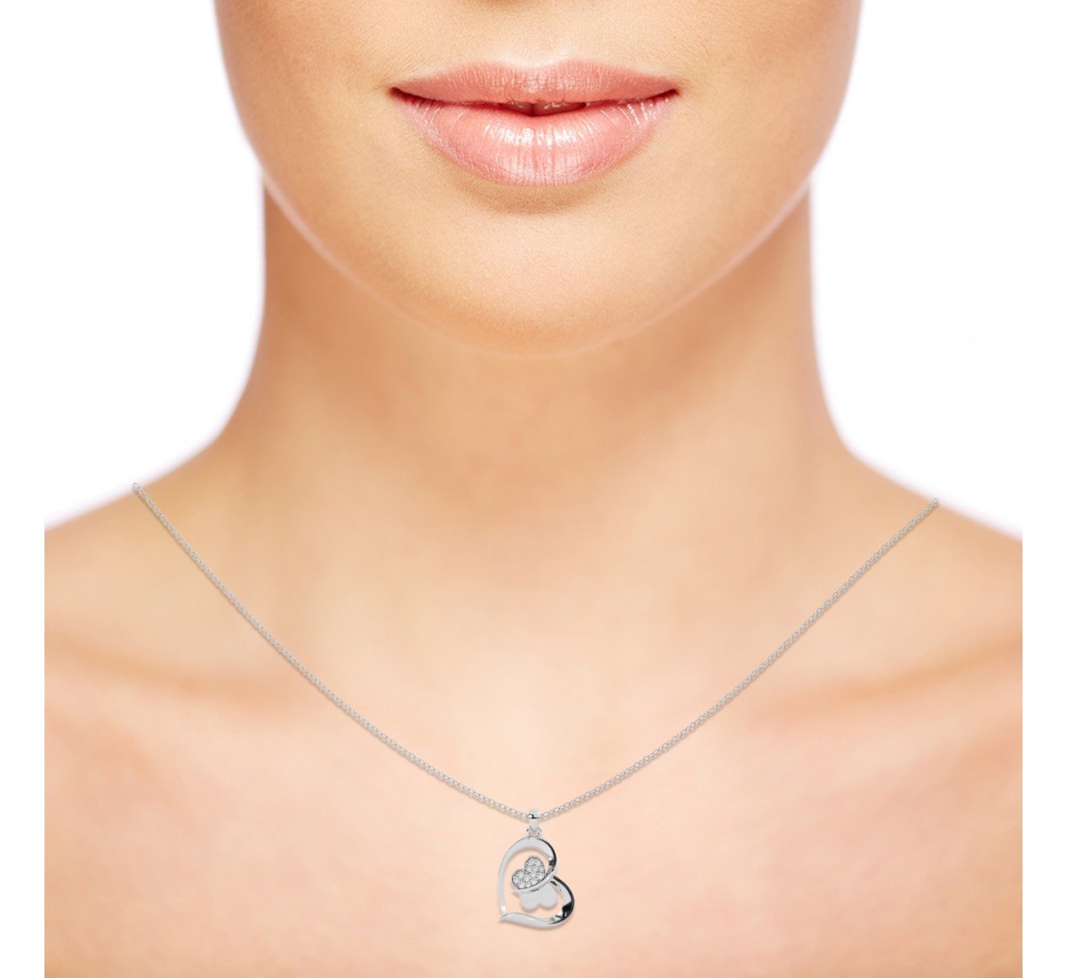 Silver Butterfly Heart Pendant