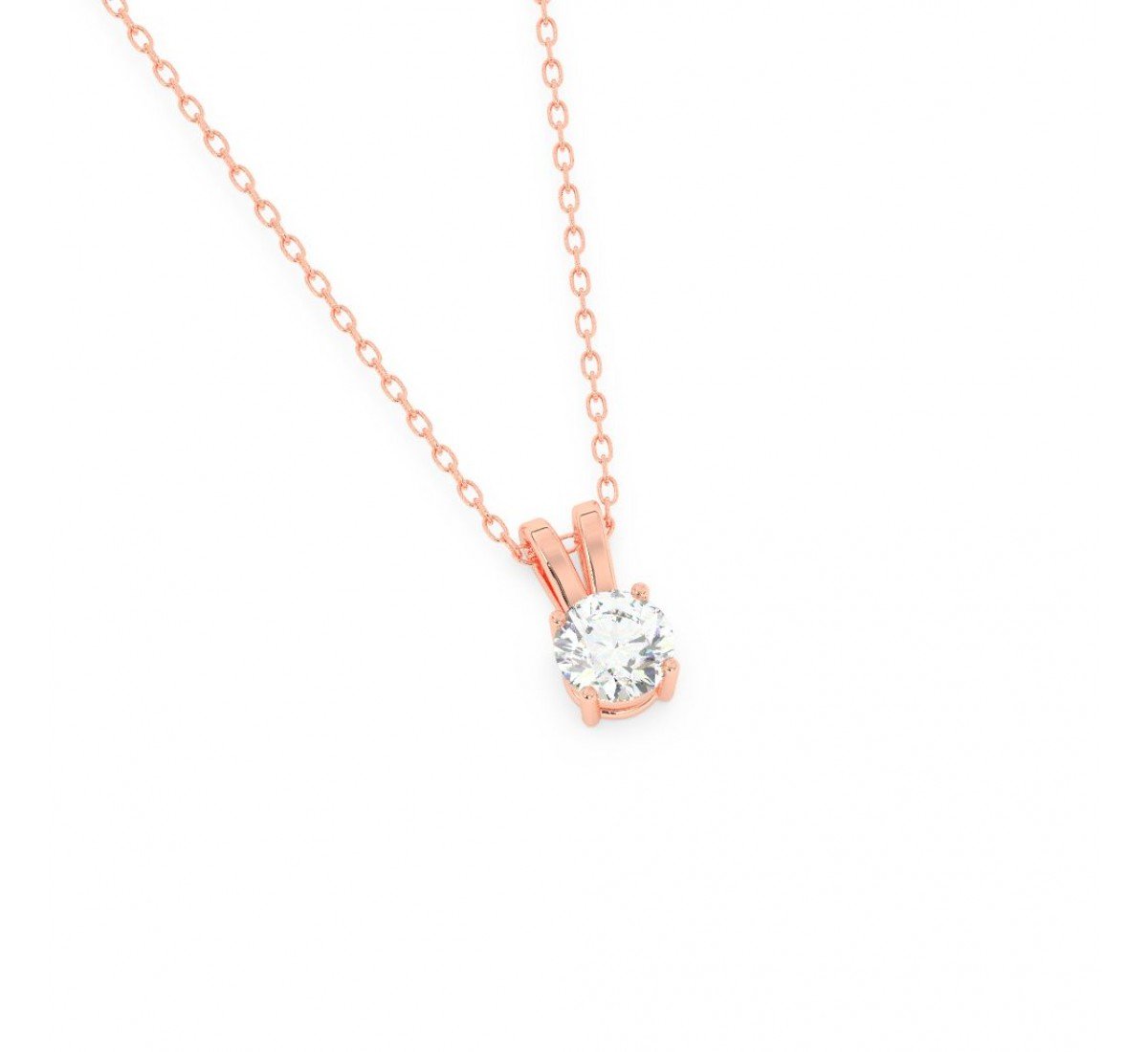 Rose Gold Zircon Pendant With Link Chain