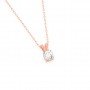 Rose Gold Zircon Pendant With Link Chain