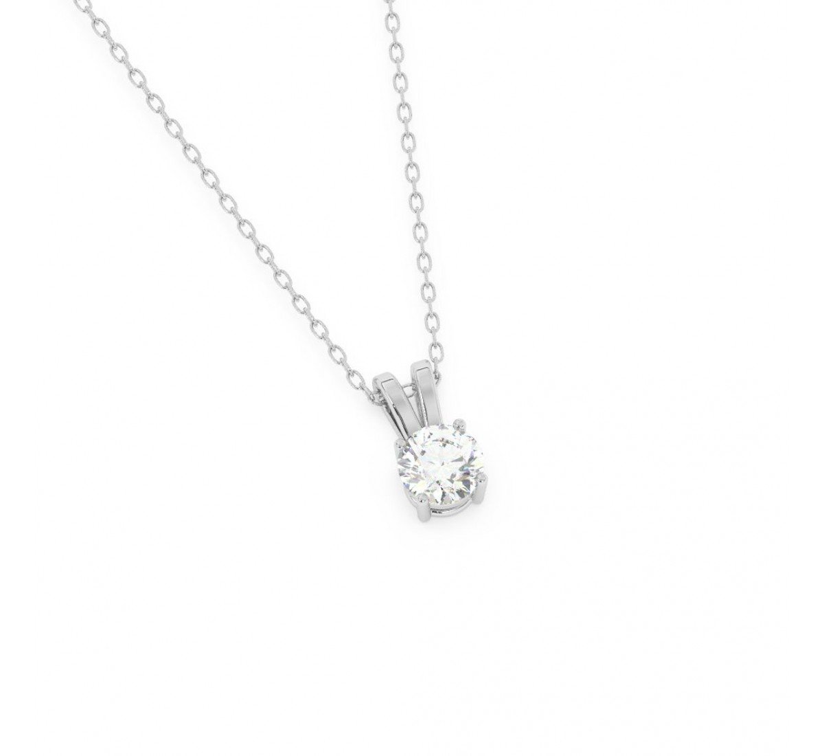 Silver Zircon Pendant With Link Chain