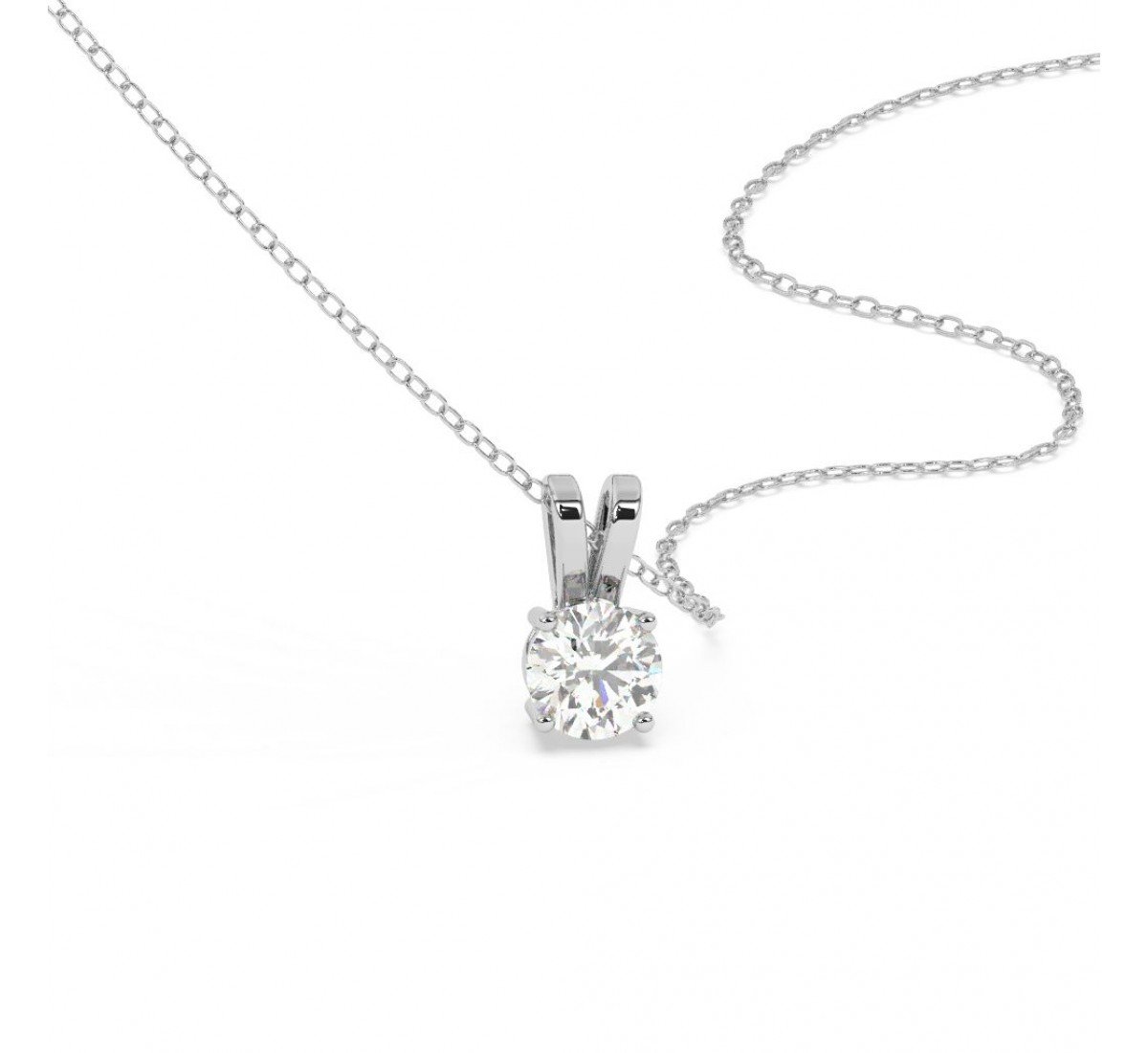 Silver Zircon Pendant With Link Chain