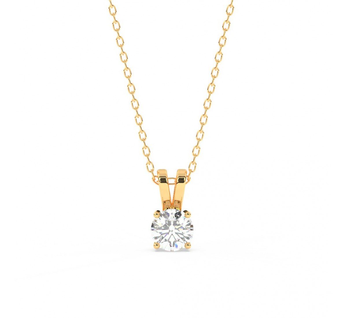 Gold Zircon Pendant With Link Chain