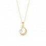 Gold Pearl Crescent Pendant With Link Chain