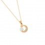 Gold Pearl Crescent Pendant With Link Chain