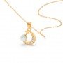 Gold Pearl Crescent Pendant With Link Chain