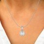 Silver Zircon Round Solitaire Pendant With Link Chain