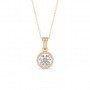 Gold Zircon Round Solitaire Pendant With Link Chain