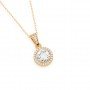 Gold Zircon Round Solitaire Pendant With Link Chain